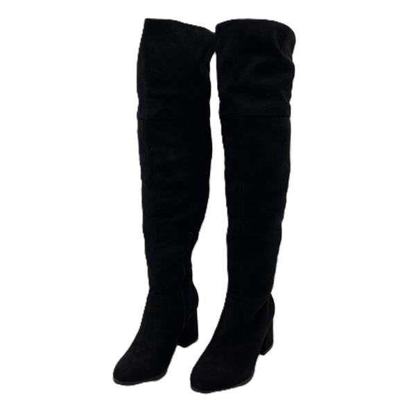 Dream Pairs 3 inch Block Heel Over The Knee Women’s Boots Size 7 Black Suede - Picture 1 of 10